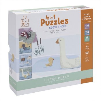 Little Dutch 4 in 1 Puzzle-Set Gans Little Goose LD4754